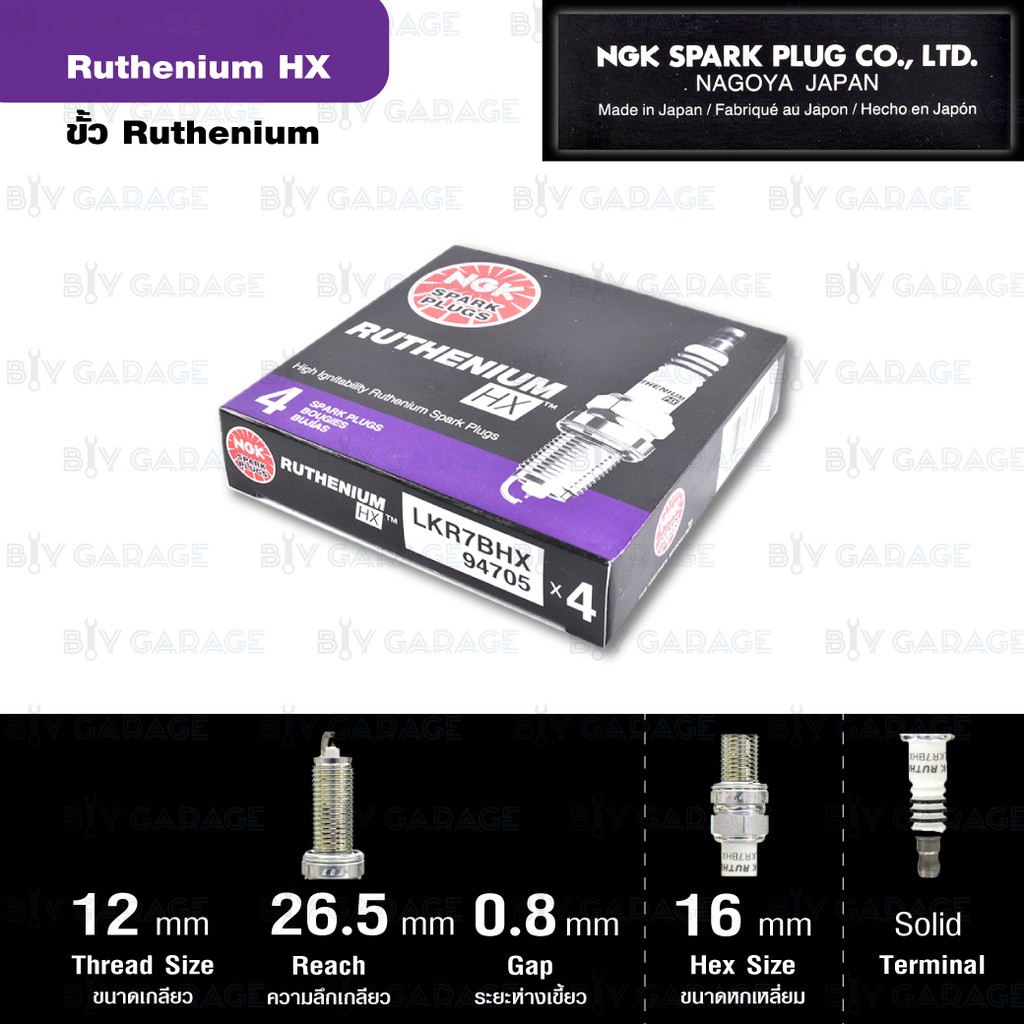 NGK หัวเทียน Ruthenium HX LKR7BHX ( อัพเกรด SILZKR7C11S / ILZKR7B-11S ) ใช้สำหรับ Civic FB , FC 1.8L, HRV ราคา ถูกที่สุด ดีลบีเคเค แกลเลอรีภาพที่ 6