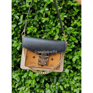 MCM สีฮิตหายาก ถูกกว่าช้อปไทย4,000บาท ของแท้ Made in Italy พร้อมส่ง Mini Patricia Crossbody in Color Block Visetos Black