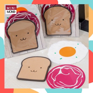 🍳🍞🥩Mini Mono ที่รองแก้วเซ็ต 3 ชิ้น น่ารักมากพร้อมส่งจ้า🥩🍞🍳