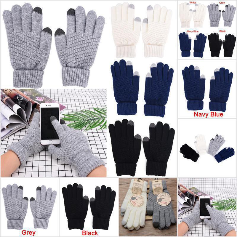 【Purpleredto】knitted Winter Warm Wool Gloves Touch Screen Gloves Man