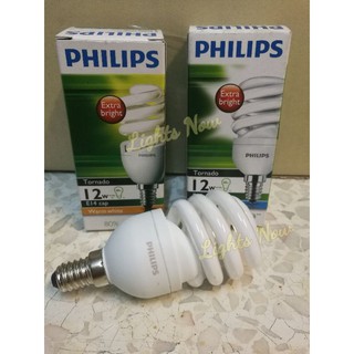 Philips หลอดประหยัดไฟ ขั้วE14 รุ่่นทอร์นาโด 12W (ขั้วเกลียวเล็ก)