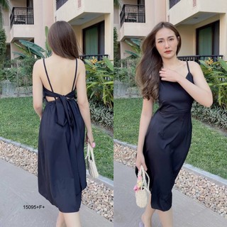 J15095 Dress เดรส สายเดี่ยว ผูกโบว์หลัง