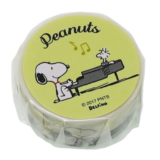 Masking Tape เทปตกแต่งจากญี่ปุ่น แบบฟอยล์ทอง ลาย Snoopy Piano ขนาด 2 ซม. x 4 ม.