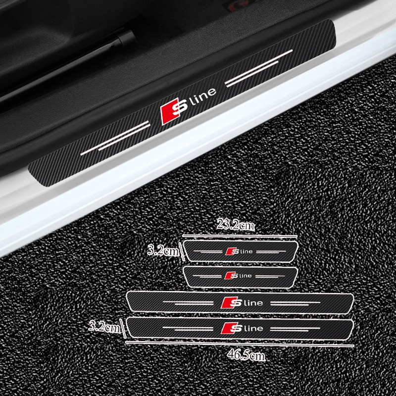 4 ชิ้น S line คาร์บอนไฟเบอร์รถสติกเกอร์สําหรับ Audi S3 A3 A4 A5 A6 A7 C7 C6 A8 Q3 Q5 Q7 TTS