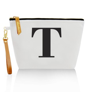 กระเป๋าผ้าลายอักษร ALPHABET CLUTCHES POUCH WHITE ”T”