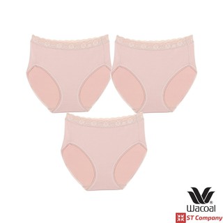 Wacoal Panty กางเกงใน ทรง Bikini ขอบลูกไม้ สีเบจ 3 ตัว กางเกงในผู้หญิง วาโก้ ครึ่งตัว ผู้หญิง WQ6M02 WU1M02