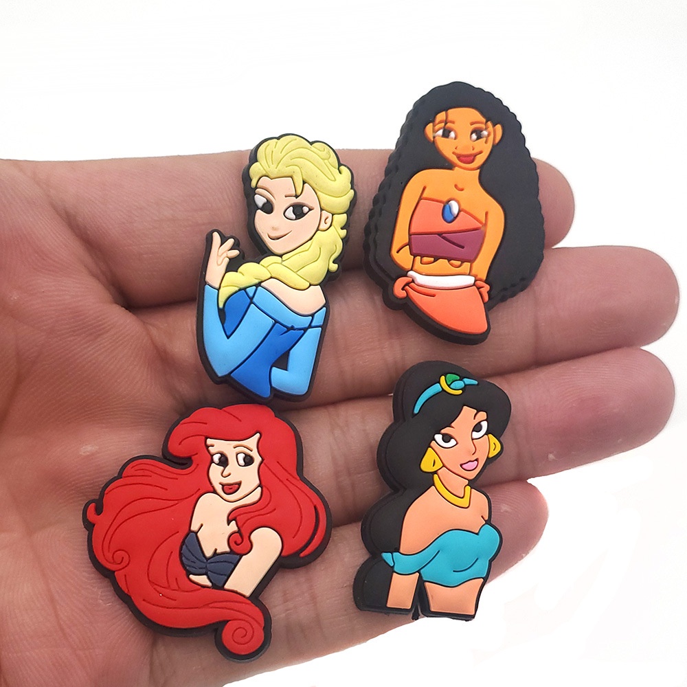 การ์ตูน Disney Princess Series Design crocse Jibits Charm น่ารัก Mermaid Jibit Cros Pin Moana รองเท้