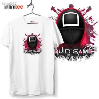 ┋❇Infinitee Squid เกม Square Mask Netflix เสื้อสีขาว Tshirt สำหรับผู้ชายผู้หญิง Unisex T เสื้อ Tees Top เสื้อผ้าสั้น สำห