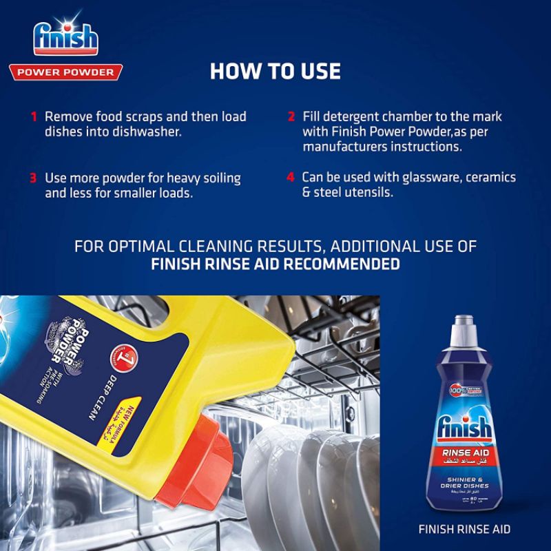 Finish dishwasher Powder set ฟินิช ผงล้างจาน 1Kg เกลือ 2kg น้ำยา แวววาว