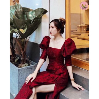 Dress คอเหลี่ยมแขนพองเจ้าหญิงสุดๆ สวยหรู