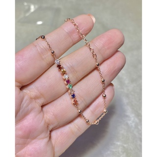 ข้อมือพลอยแท้ พลอยนพเก้า สายเงิน สีพริ้งโกลด์ ราคาพิเศษ มีเพียง 2 เส้นเท่านั้น