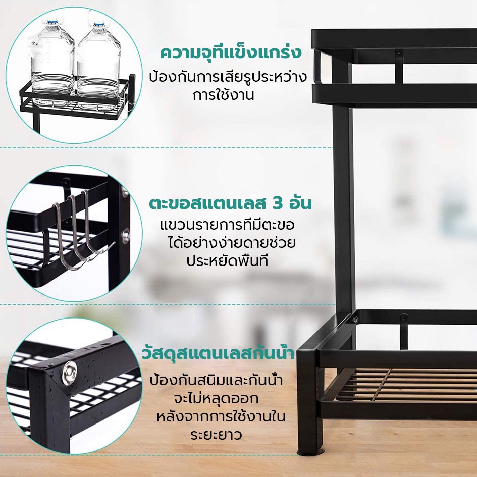 🔥สแตนเลส🔥ชั้นวางเครื่องปรุง 2/3 ชั้น ชั้นวางของในครัว สำหรับวางของในครัว