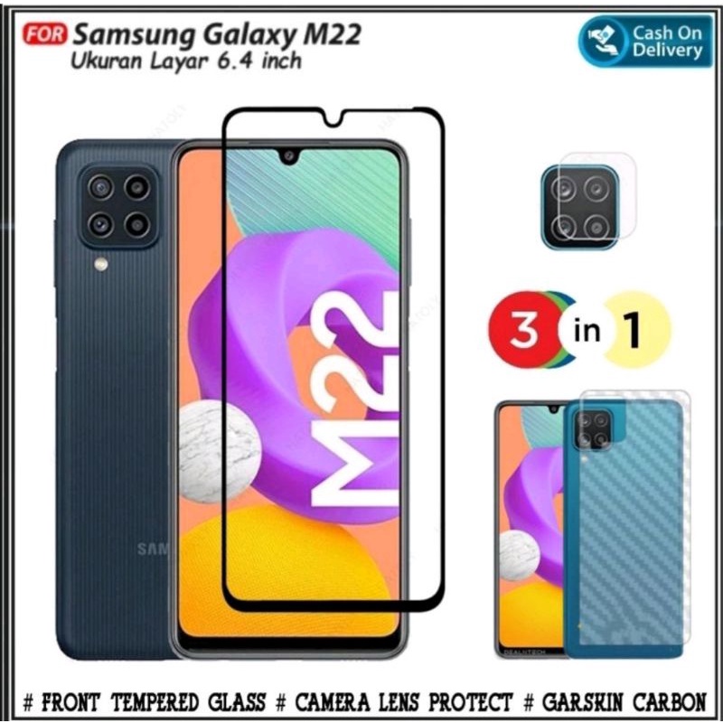 Mondi Store 3IN1 กระจกนิรภัยแพคเกจ Samsung M22 M32 A22 4G 5G LTE A03S A32 A52 A52s A72 A51 A71 A12 M