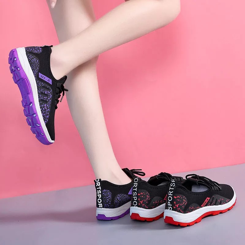 Fshoes 🍄รองเท้าผ้าใบแต่งลวดลาย มี 2 สี น้ำหนักเบา ใส่สบาย ออกกำลังกายก็ดี ใส่ลำลองก็ได้