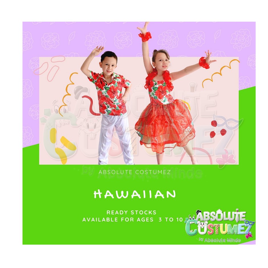 Hawaiian Dance Kids Costume Tutu Dress Aloha