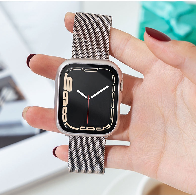 เคสสายนาฬิกาข้อมือ สเตนเลส ลายดาว หรูหรา สําหรับ Apple watch Strap i watch Strap Series 7 6 5 4 3 2 1 ขนาด 41 มม.~45 มม.