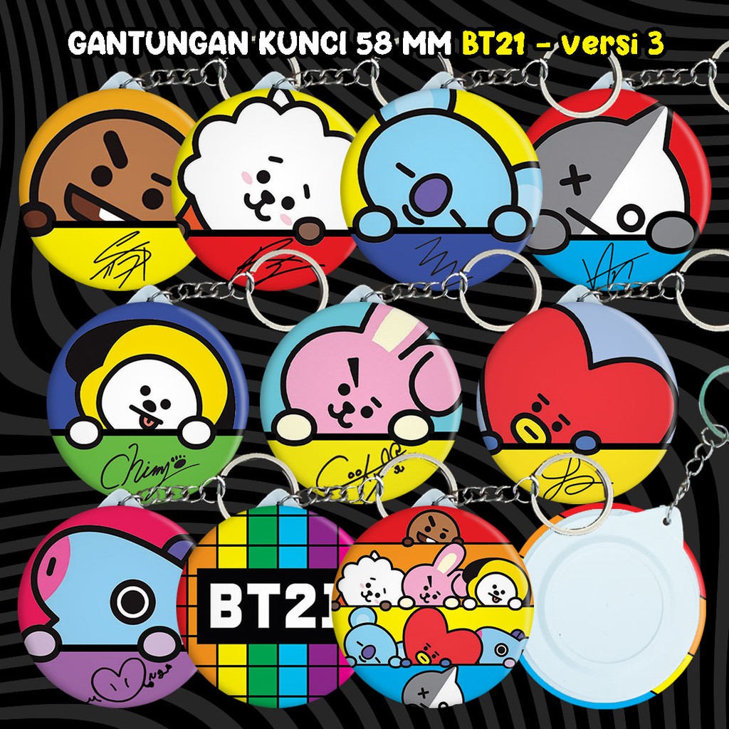 Gantungan Bt21 พวงกุญแจรุ่น 3 BTS KPOP สินค้า Ganci ของที่ระลึก 58 มม. Chimmy Cooky Koya Tata