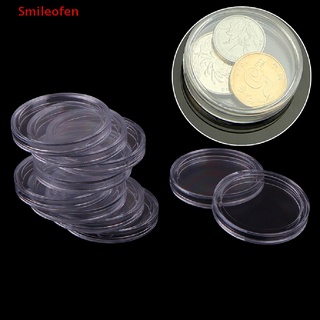 [Smileofen] ใหม่ กล่องพลาสติกใส ทรงกลม 32 มม. สําหรับใส่เหรียญ 10 ชิ้น