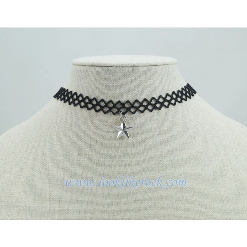 NLCK-004 สายรัดคอแฟชั่น (Chocker) Punk จี้ดาว