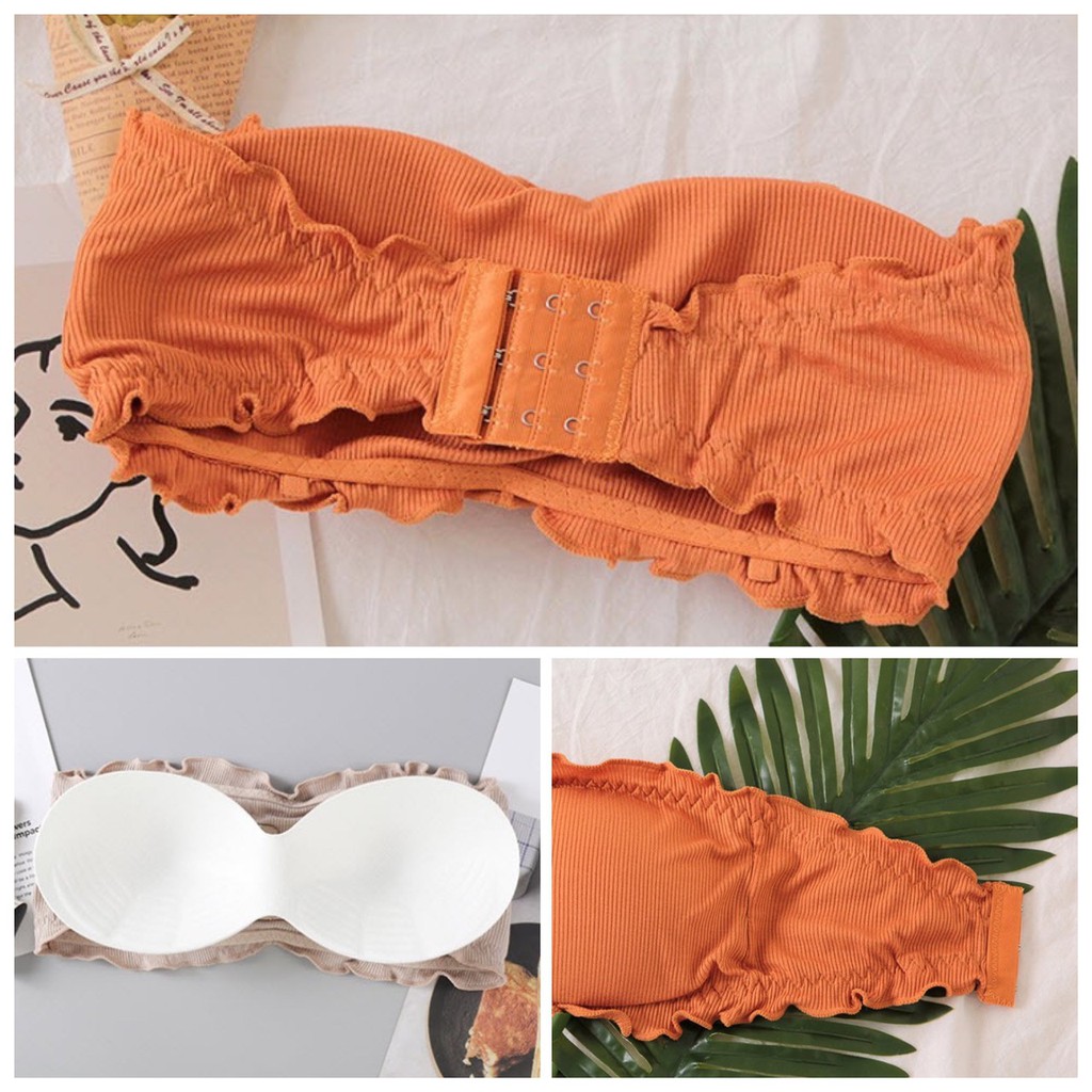 เกาะอก ขอบริ้ว ตะขอหลังเดี่ยว เสริมฟองน้ำ ลายผ้าร่อง ผ้านุ่ม ระบายอากาศ เกรดพรีเมี่ยม คนอ้วน อกใหญ่ใส่ได้ - รูปที่ 3