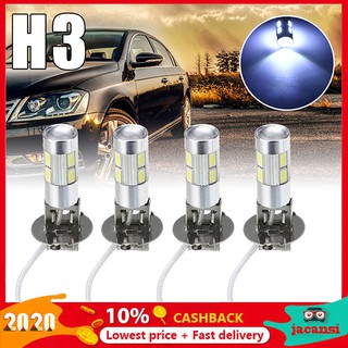Jacansi  ไฟตัดหมอกรถยนต์ ไฟ LED H3 10LED 5630 แสงสีขาว  4 ชิ้น