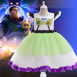 ใหม่ ชุดเดรสเจ้าหญิง ลายการ์ตูน Buzz Lightyear สําหรับเด็กผู้หญิง อายุ 3-10 ปี