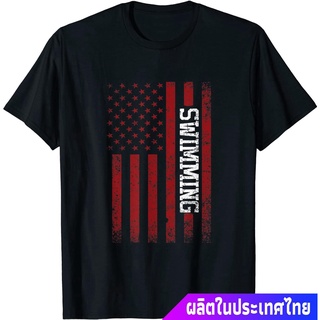 เสื้อยืดสีขาว USA Flag American America Swimming Team Swimmer T-Shirt discount Tokyo Olympics