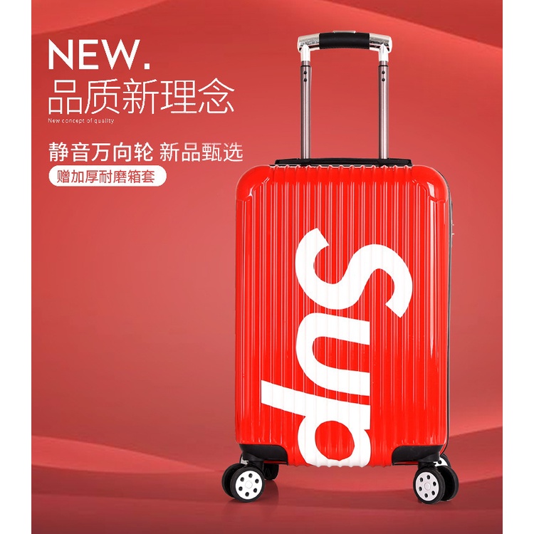Supreme กระเป๋าเดินทางล้อลาก แบบแข็ง มีซิป ใส่รหัสผ่าน สีแดง สําหรับนักเรียน F2JY