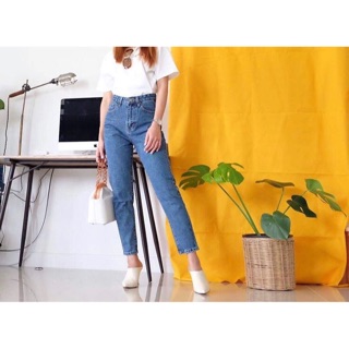 #ส่งต่อ Bottom กางเกงยีนส์เอวสูง ขากระบอกเล็ก  รุ่น #sddenim02  #บอยเล็กเอวสูง  brand #allsdjeans