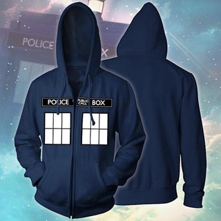 เสื้อแจ็กเก็ตกันหนาว มีฮู้ด แต่งซิป พิมพ์ลาย Doctor Who 3 มิติ แฟชั่นสําหรับผู้ชาย และผู้หญิง