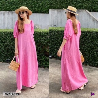 Maxi Dress เดรสยาวคอเหลี่ยม แขนตุ๊กตา