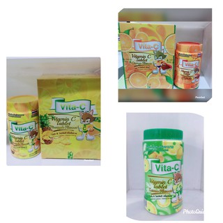N VITA-C ไวต้าซี รส ส้ม / สัปปะรด/มะนาว กล่อง(50 ซอง 30เม็ด)กระปุก 1000เม็ด