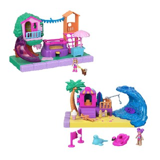 ของแท้ Polly Pocket Pollyville Playground Adventure &amp; Sunshine Beach Playsets โพลี่พ็อกเก็ต ชุดเล่นสนามเด็กเล่นและชายหาด