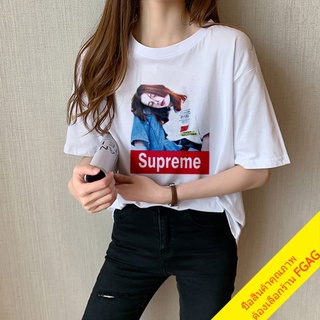 พร้อมส่ง เสื้อยืดมินิมอลสีขาว oversize tshirt เสื้อยืดแขนสั้นผู้หญิง เสื้อผ้าแฟชั่นวัยรุ่นน่ารัก ไตล์เกาหลี พิมพ์ลาย