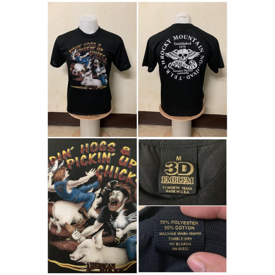 เสื้อยืดผู้ชาย เสื้อฮาเลย์ (harley davidson)  ป้าย 3D EMBLEM ผ้าบาง50/50 เสื้อผ้า เสื้อวินเทจ