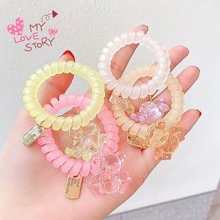 NEW 💕ยางรัดผมเกลียว หมี ห้อยป้าย พาสเทลเลือกสีได้  💥พร้อมส่ง💥