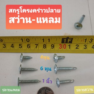 สกรูโครงคร่าว ปลายสว่าน - ปลายแหลม 4 หุน - 1" นิ้ว