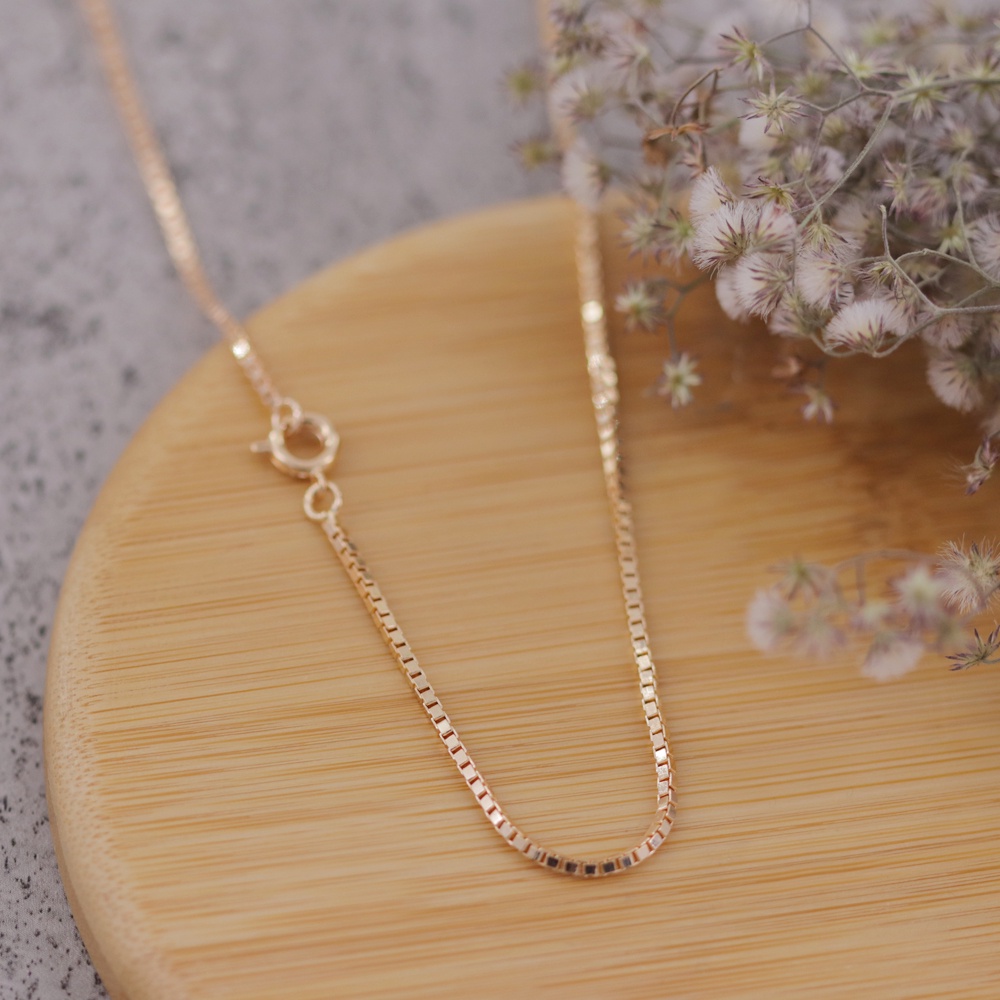 Xuping สร้อยคอสี่เหลี่ยมแก้วทองอิตาลี 1.2 มม./45 ซม. kkt O 0111412112