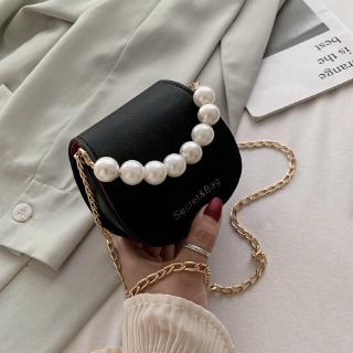 2020 new Korean chain pearl hand-held Shoulder Bag Fashion straddle saddle bag