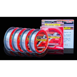 สายเอ็น SUPER FISHINGLINE 100 เมตร สายFLUROCARBON 100% เหนียวทนต่อแรงดึงได้ดี จมน้ำเร็ว