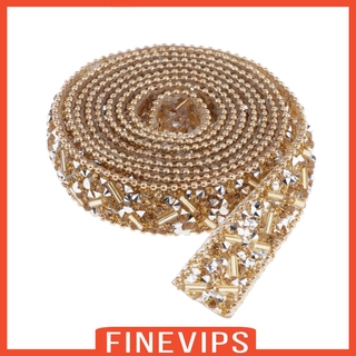 ( Finevips ) ริบบิ้นลูกปัดคริสตัล 1 Yd สําหรับตกแต่งเสื้อผ้า