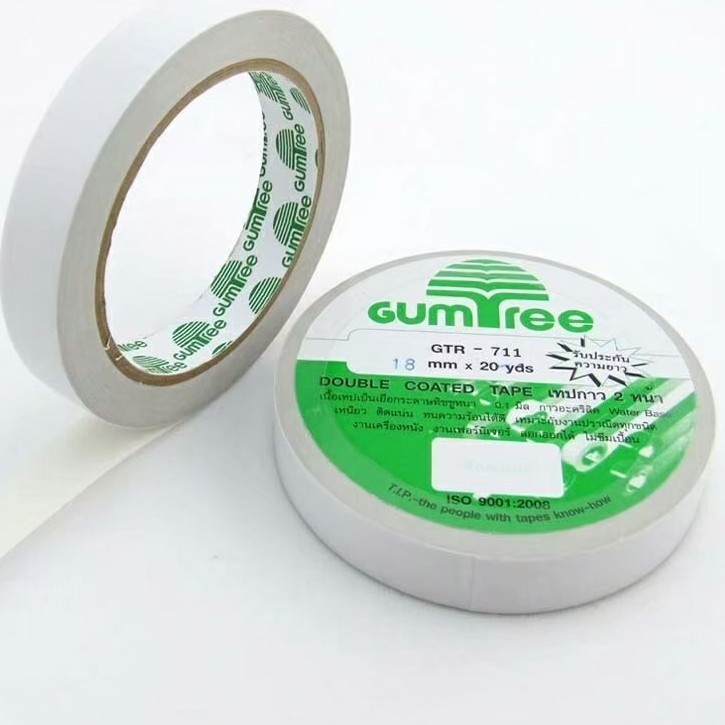 ถูกๆ เทปเยื่อกาว 2 หน้า แกน 3 นิ้ว ยาว20หลา มีความกว้างให้เลือก 12/18/24 mm ตรา Gumtree