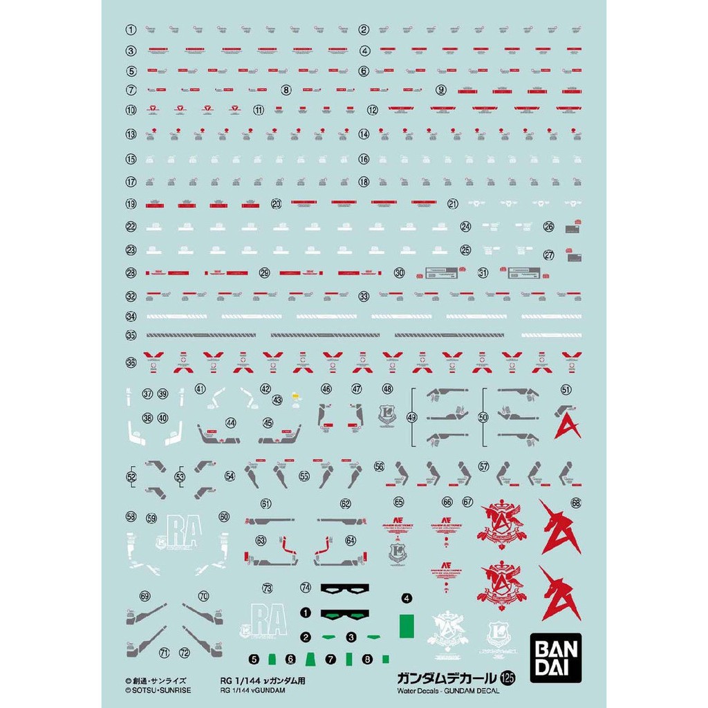 (พร้อมส่ง) Gundam Decal No.125 RG 1/144 Nu Gundam (แก่โมเดล)