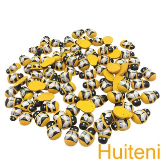 100pcs Wood Bee Sticker Fridge Wall Clothes Wooden Decor Adhesive Insect Wood Craft DIY Accessories【Huiteni】