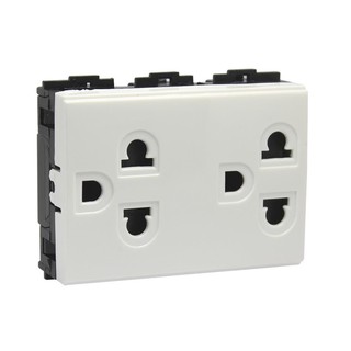 เต้ารับคู่ 3 ขากลมแบน มีกราวด์ HACO E-233 DOUBLE SOCKETS GROUNG 3P E-233 HACO