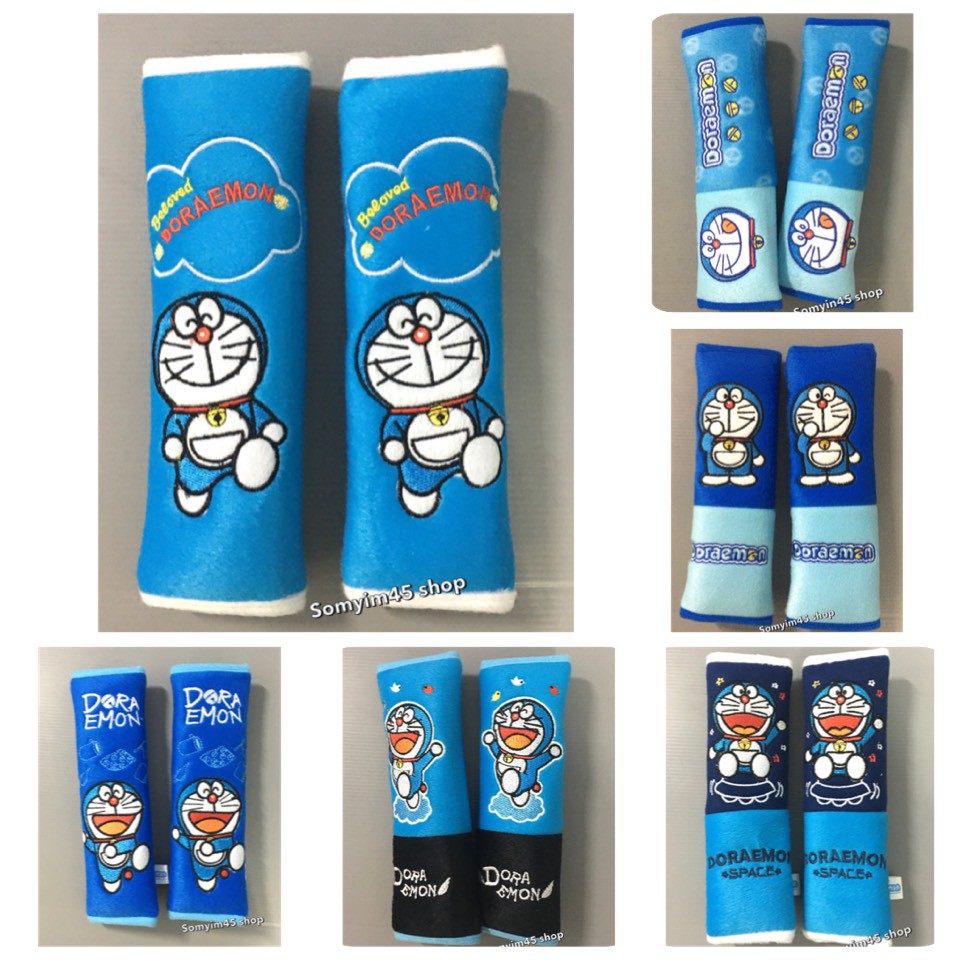(1คู่)หุ้มเข็มขัดนิรภัยรถยนต์ ลายDoraemonโดเรม่อน ลิขสิทธิ์แท้
