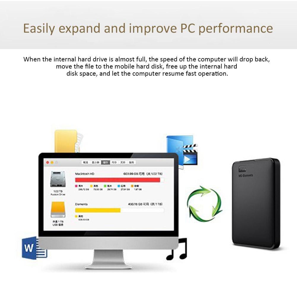 ส่งจากกรุงเทพ WD Elements External HardDisk 2 TB เอ็กซ์เทอนอล ฮาร์ดดิสก์ Harddisk HDD (2TB สีดำ) Portable Storage #8