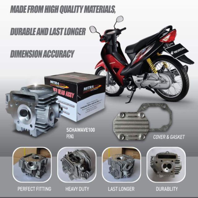 WAVE 100 CYLINDER HEAD COMPLETE MITRA TECH