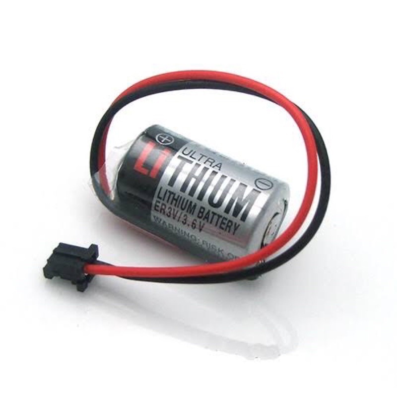 er3 แบตเตอรี่ลิเธี่ยม TOSHIBA ER3V / 3.6V Lithium Battery 1/2 AA สำหรับ PLC CPM2A-BAT01 พร้อมสายและขั้วต่อสีดำ สีน้ำตาล