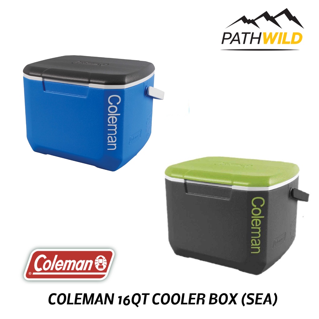 กระติกน้ำแข็งทรงสี่เหลี่ยม COLEMAN 16QT COOLER BOX ขนาด 16 Q หรือ 15 ลิตร เก็บความเย็นได้ประมาณ 1 วัน